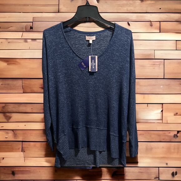 Per Se Tops - Per Se Women's Long Sleeve Super Cozy V-neck Top with Ribbed Sleeves